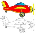 Color and Outline Version of the Aircraft. Vector.