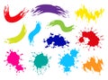 Color paint blots. Creative isolated paint brush strokes or spots. Ink smudge abstract shape stains set with texture Royalty Free Stock Photo