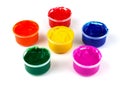 Color paint cans and color dabs of paint Royalty Free Stock Photo