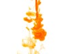 Color paint drops in water. Ink swirling underwater. Royalty Free Stock Photo