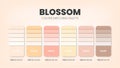 Color palette in a Blossom colour theme collections. Color scheme or colors chart template. Color combination set of RGB, HSL and Royalty Free Stock Photo