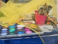 Color palette with brushes of a street artist