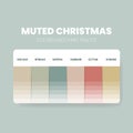 Color palette in Christmas colour themed collections. Color scheme or colors chart template. Color combination set of RGB, HSL and