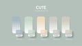Color palette in Cute colour theme collections. Color inspiration or colour chart with codes template. Color combination set of