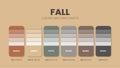 Color palette in a Fall colour themed collections. Color scheme or colors chart template. Color combination set of RGB, HSL and