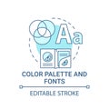 Color palette and fonts concept icon