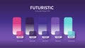 Color palette in Futuristic colour theme collections. Color scheme or colors chart template. Color combination set of RGB, HSL and