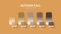 Color palette guide in Autumn Fall colour theme collections. Color inspiration or chart with codes template. Color combination RGB Royalty Free Stock Photo