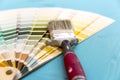 Color palette guide and paint brush Royalty Free Stock Photo