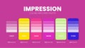 Color palette in Impression colour theme collections. Color inspiration or colour chart with codes number. Color combination set