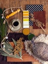 Color palette mood board for interior design and decor bohemian style Royalty Free Stock Photo