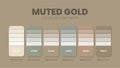 Color palette in Mute Gold colour theme collections. Color inspiration or colour chart with codes template. Color combination set