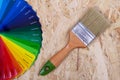 Color palette of paint and a brush Royalty Free Stock Photo