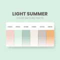 Color palette in a Summer colour themed collections. Color scheme or colors chart template. Color combination set of RGB Royalty Free Stock Photo