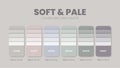 Color palette in Soft and Pale colour theme collections. Color scheme or colors chart template. Color combination set of RGB, HSL