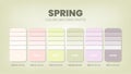 Color palette in a Spring colour theme collections. Color scheme or colors chart template. Color combination set of RGB, HSL and Royalty Free Stock Photo