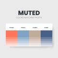 Muted color palette or color schemes are trends combinations and palette guides. Example of table color shades in RGB Royalty Free Stock Photo