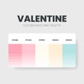 Valentine color palette or color schemes are trends combinations and palette guides. Example of table color shades in RGB Royalty Free Stock Photo