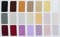 Color palette with various samples. Paint selection catalog, close-up