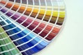 Color palette with various samples. Paint selection catalog, close-up, repair concept