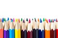 Color palette wooden crayon pencils at white background Royalty Free Stock Photo