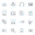 Color palettes linear icons set. Harmony, Contrast, Vibrant, Earthy, Bold, Subtle, Monochromatic line vector and concept