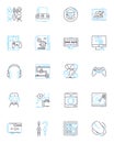 Color palettes linear icons set. Harmony, Contrast, Vibrant, Earthy, Bold, Subtle, Monochromatic line vector and concept