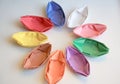 Color paper boats