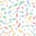 Color Paper clip icon isolated seamless pattern on white background. Vector Royalty Free Stock Photo