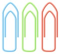 Color paper clips. Metallic office stationery set