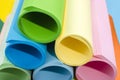 Color paper rolled and piled. Royalty Free Stock Photo