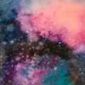 Color paper textured background, Illustration, Art abstract galaxy watercolor hand painting, Cosmic Night with star textured Royalty Free Stock Photo