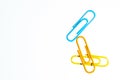 Color Paperclips white background isolated