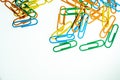 Color Paperclips white background isolated