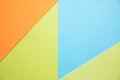 Color papers geometry flat composition background with green, orange and blue tones.New Minimal Flat design. Colorful Royalty Free Stock Photo