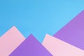 Color papers geometry flat composition background with pink violet and blue tones Royalty Free Stock Photo