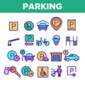 Color Parking Thin Line Icons Set Vector Royalty Free Stock Photo