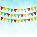 Color party flags on sunny Royalty Free Stock Photo