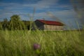 Color pasture lands and meadows in north Austria with dark stormy sky