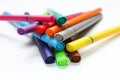 Color pen. Pile with color pens isolated on white background. Color background texture, felt-pen activity. Children school fun tim Royalty Free Stock Photo