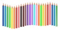 realistic multi colored pencils. sharpened pencils various lengths with rubber sharpener pencil Royalty Free Stock Photo