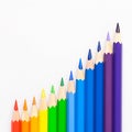 Color pencil chart at white background. Growth concept Royalty Free Stock Photo