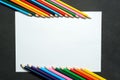 Color pencil with copy space isolated on whtie background, education frame concept. Royalty Free Stock Photo