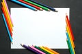 Color pencil with copy space isolated on whtie background, education frame concept. Royalty Free Stock Photo