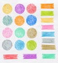 Color pencil design elements Royalty Free Stock Photo