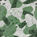 Color pencil hand drawn seamless pattern with abstract gray and green shapes, lines, dots Royalty Free Stock Photo