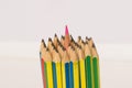 Color pencil insert center of bundle pencil Royalty Free Stock Photo