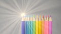 Color pencil with light, Pastel color and sunlight, Office and school equipment, Education and Inspiration concept