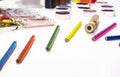 Color pencil, paint, handmade at work Royalty Free Stock Photo