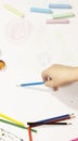 Color pencil, paint, handmade at work Royalty Free Stock Photo